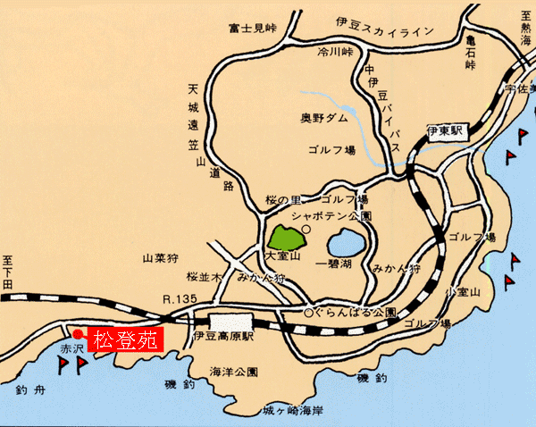 松登苑への概略アクセスマップ