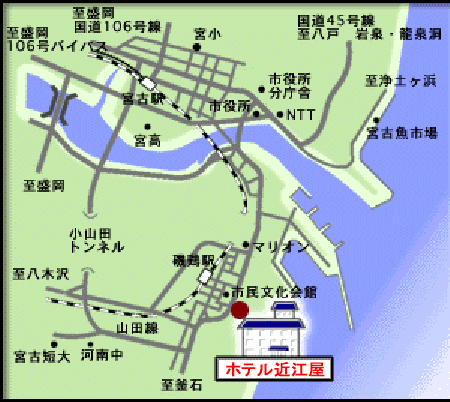 地図：まごころと浜料理の宿　ホテル近江屋
