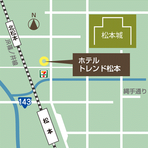 ホテルトレンド松本への概略アクセスマップ