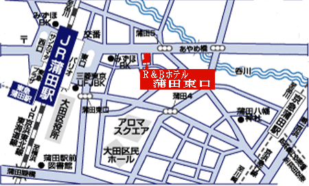 地図：Ｒ＆Ｂホテル　蒲田東口