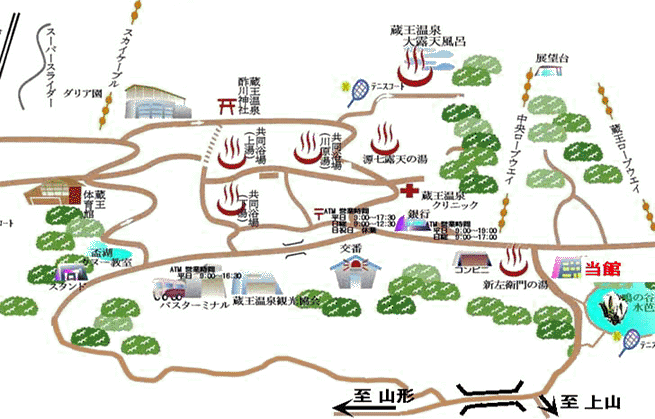 蔵王温泉　ホテル松金屋アネックスへの概略アクセスマップ