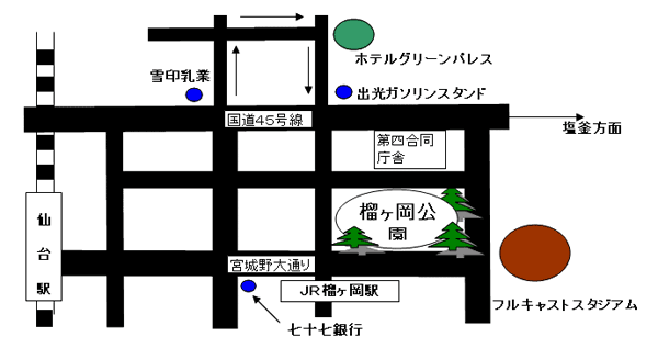 ホテル　グリーンパレスへの概略アクセスマップ