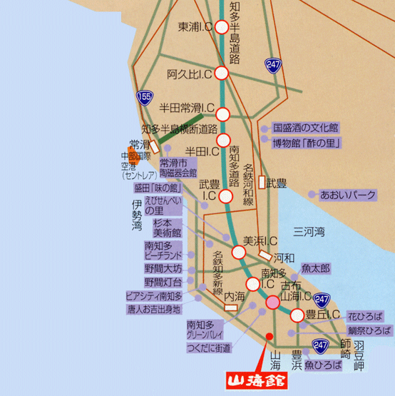潮騒の湯宿　山海館（旧　山海温泉　湯元グランドホテル山海館）への概略アクセスマップ