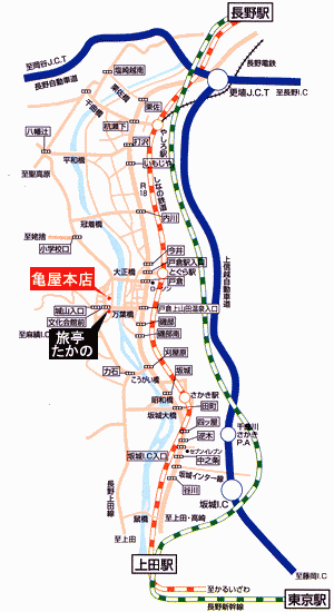 セルフ＆スマートホテル亀屋本店への概略アクセスマップ