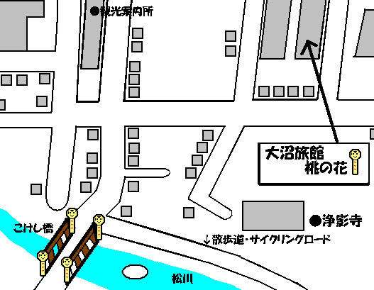 大沼旅館への概略アクセスマップ
