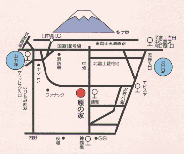 民宿　原の家への概略アクセスマップ