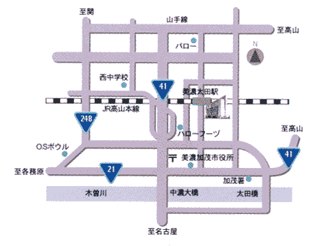 シティホテル美濃加茂への概略アクセスマップ