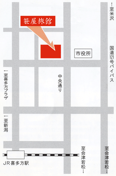 笹屋旅館への概略アクセスマップ