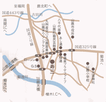 山鹿温泉　寿三への概略アクセスマップ