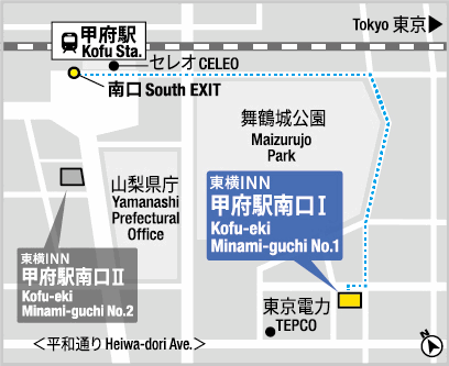 地図：東横ＩＮＮ甲府駅南口１