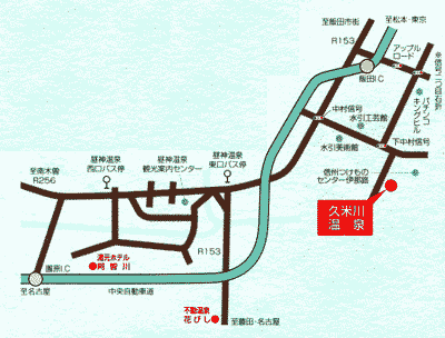 湯元　久米川温泉への概略アクセスマップ
