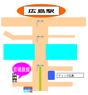京橋旅館への概略アクセスマップ