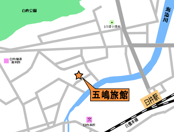 五嶋旅館への概略アクセスマップ