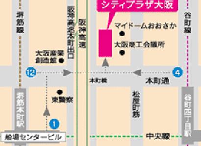 シティプラザ大阪〜ＨＯＴＥＬ＆ＳＰＡ〜への概略アクセスマップ