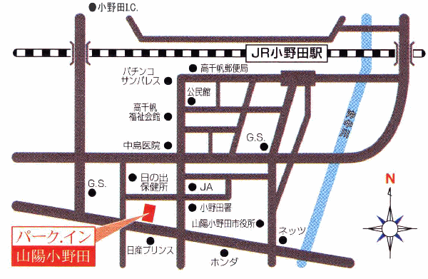 パーク・イン山陽小野田への概略アクセスマップ