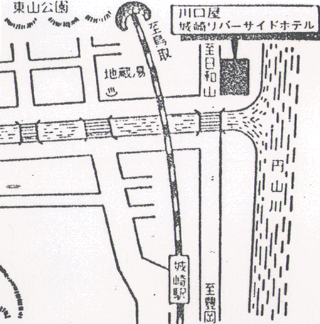 城崎温泉　川口屋城崎リバーサイドホテルへの概略アクセスマップ