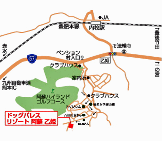 ドッグパレスリゾート阿蘇乙姫 地図