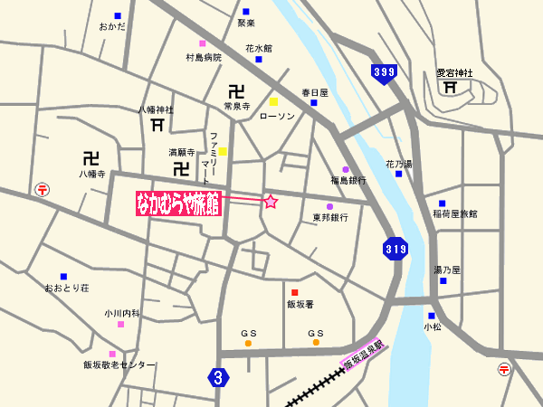 飯坂温泉 なかむらや旅館の地図画像