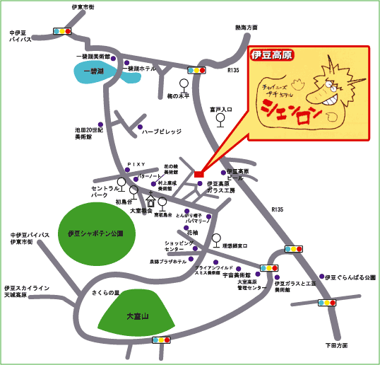 チャイニーズオーベルジュ　仙豆飯店への概略アクセスマップ