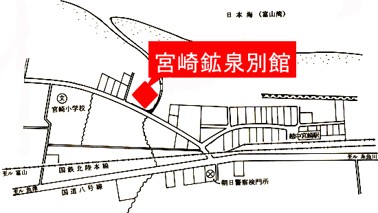 宮崎鉱泉　別館への概略アクセスマップ