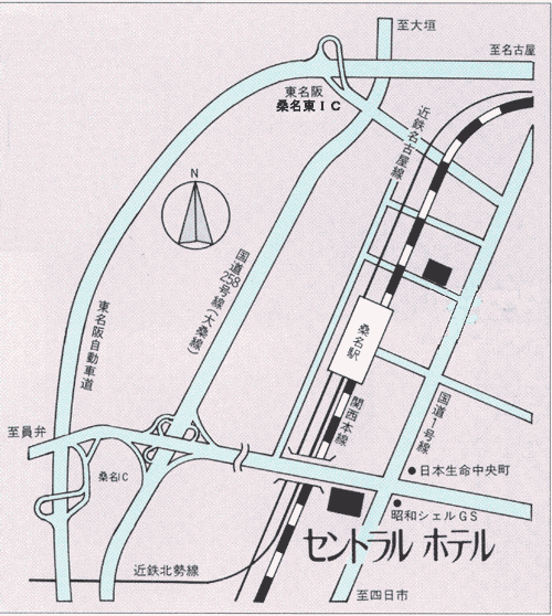 セントラルホテル＜三重県桑名市＞への概略アクセスマップ