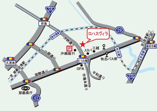 ロハスヴィラへの概略アクセスマップ