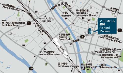アートホテル盛岡への概略アクセスマップ