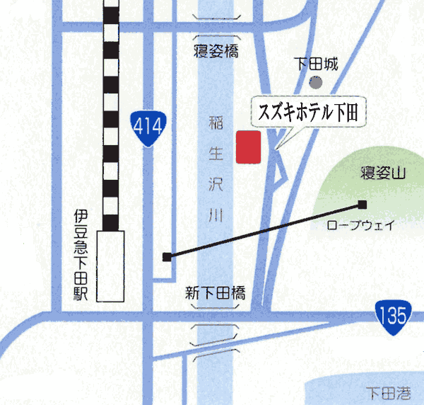 スズキホテル下田への概略アクセスマップ
