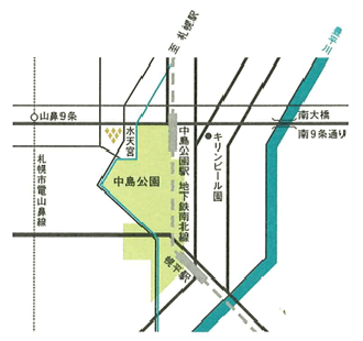 ホテルビスタ札幌　中島公園への概略アクセスマップ