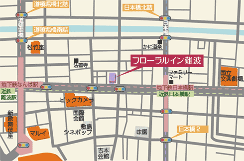 アゴーラプレイス　大阪難波への概略アクセスマップ