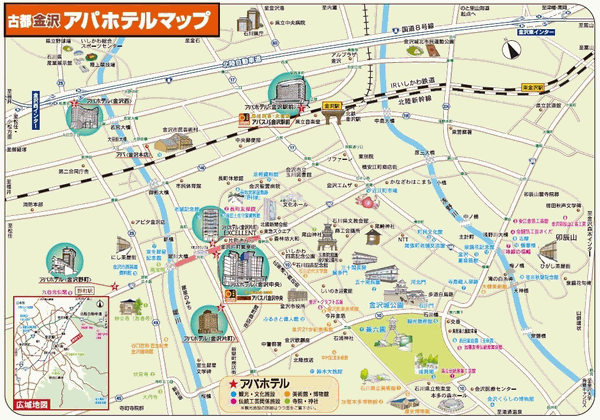 アパホテル〈金沢駅前〉への概略アクセスマップ