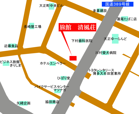 旅館　清風荘＜福岡県＞への概略アクセスマップ