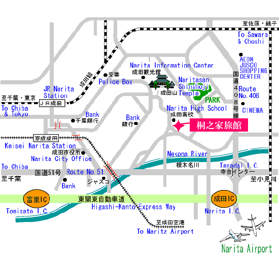 桐之家旅館への概略アクセスマップ