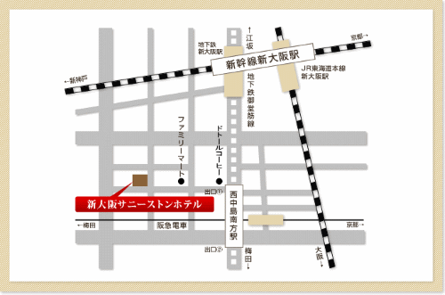 地図：新大阪サニーストンホテル
