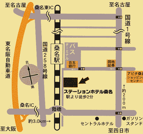 ステーションホテル　桑名への概略アクセスマップ