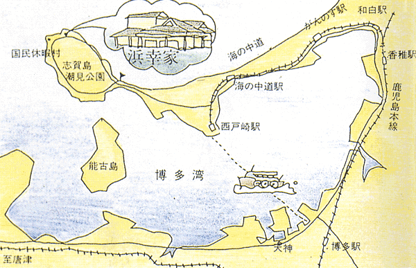 浜幸家への概略アクセスマップ