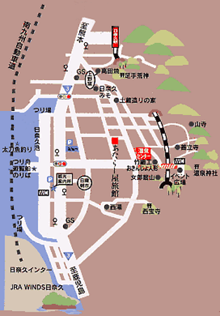 地図：日奈久温泉　あたらし屋旅館