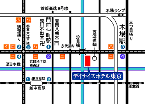 デイナイスホテル東京への概略アクセスマップ