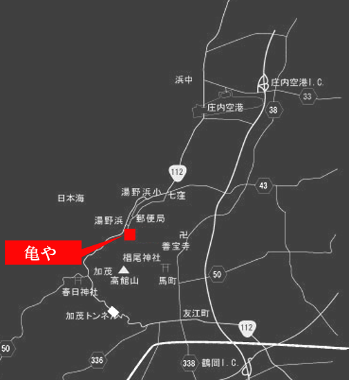 湯野浜温泉　亀やへの概略アクセスマップ