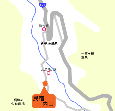 福地温泉　民宿　内山 地図