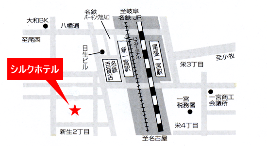 シルクホテル＜愛知県＞への概略アクセスマップ