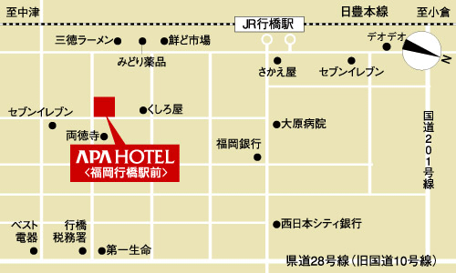 アパホテル〈福岡行橋駅前〉への概略アクセスマップ