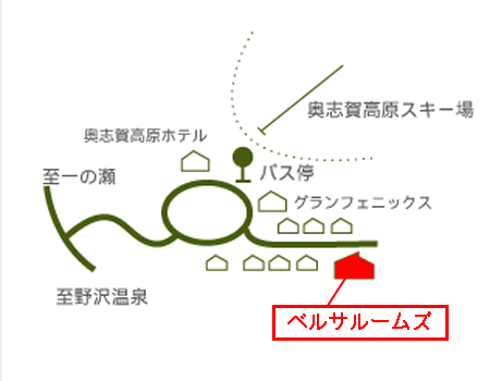 奥志賀高原ブルーエへの概略アクセスマップ