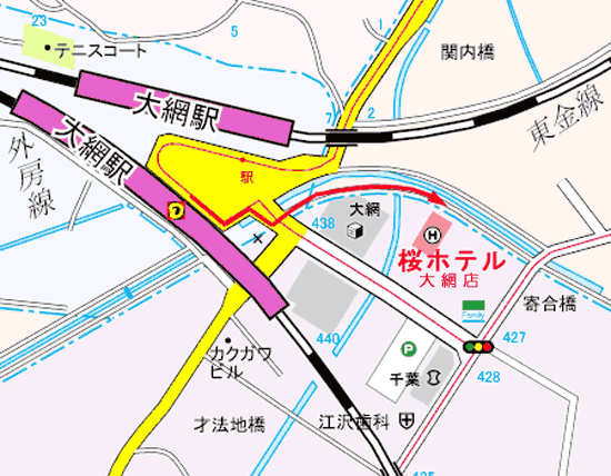 桜ホテル　大網店への概略アクセスマップ