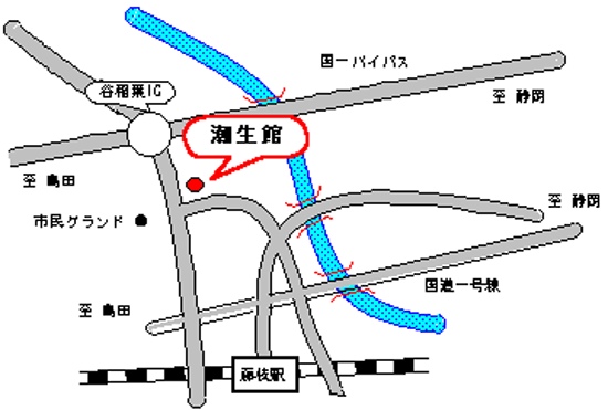 志太温泉　潮生館への概略アクセスマップ