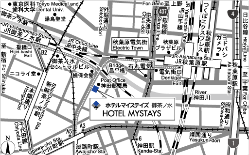 ホテルマイステイズ御茶ノ水への概略アクセスマップ