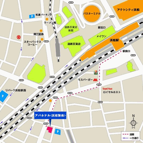 アパホテル〈浜松駅南〉への概略アクセスマップ
