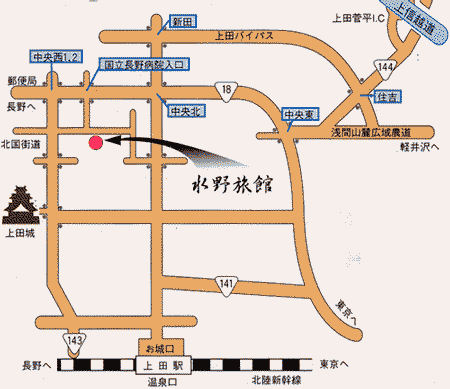 城下町の宿　水野旅館への概略アクセスマップ