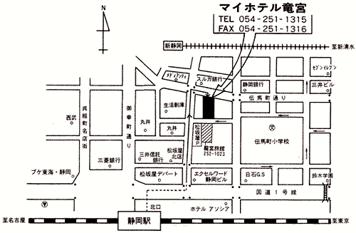 マイホテル　竜宮への概略アクセスマップ