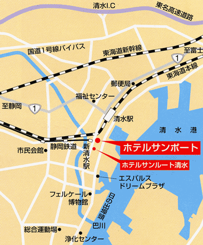 ホテル　サンポート＜静岡県＞への概略アクセスマップ